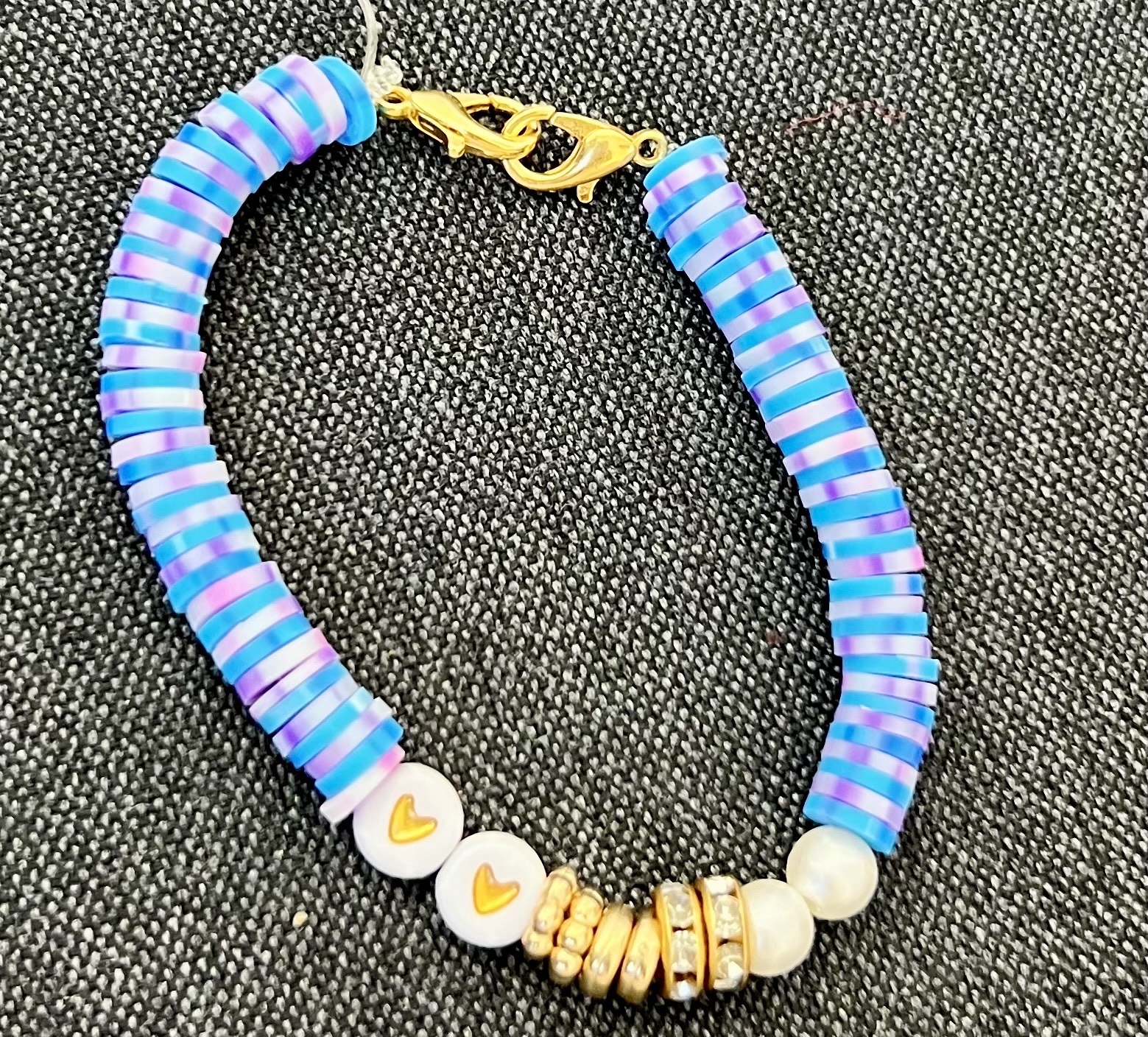 Purple and Blue Bracelet with Hearts